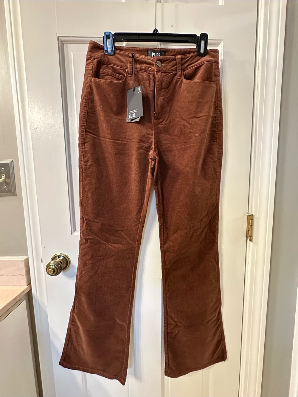 PAIGE Rust Brown Corduroy Flare Jeans